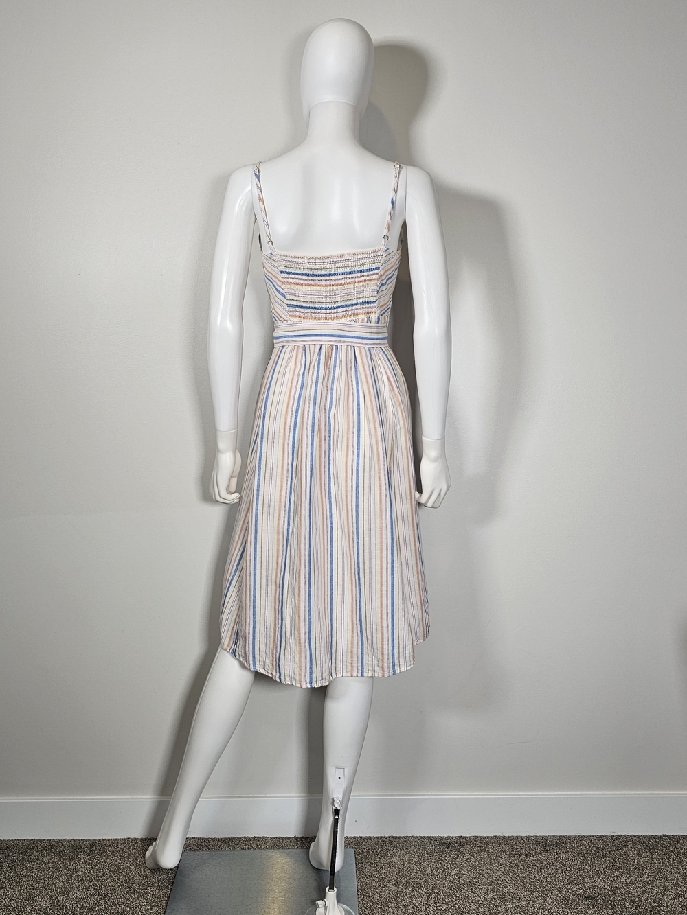 GAP NWT Sleeveless Striped Tie-Waist Midi Dress - Pastel Pink, Blue & White Sz 6 - Picture 6 of 13